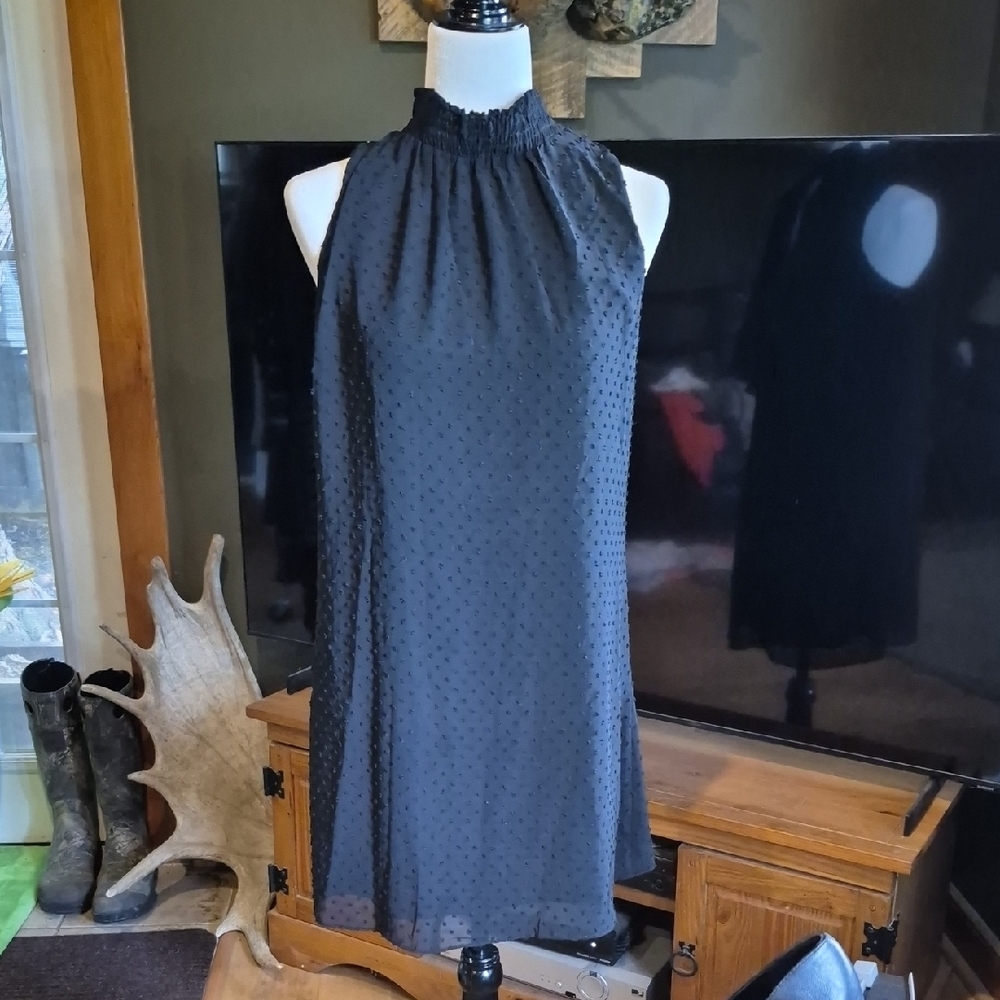 LARA Black Textured Midi Dress